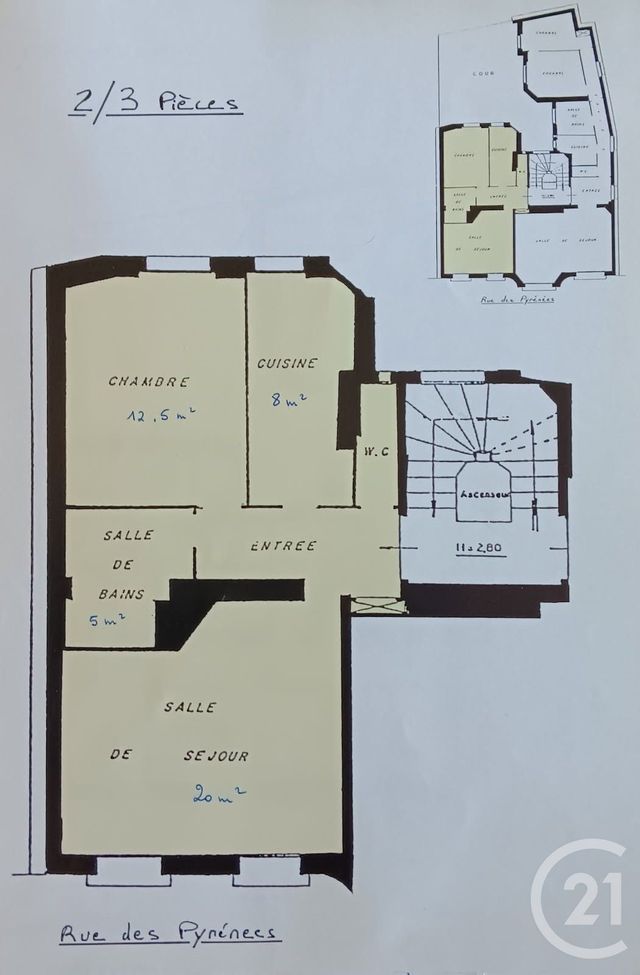 Appartement F2 à vendre - 2 pièces - 51.06 m2 - PARIS - 75020 - ILE-DE-FRANCE - Century 21 Quartier Latin